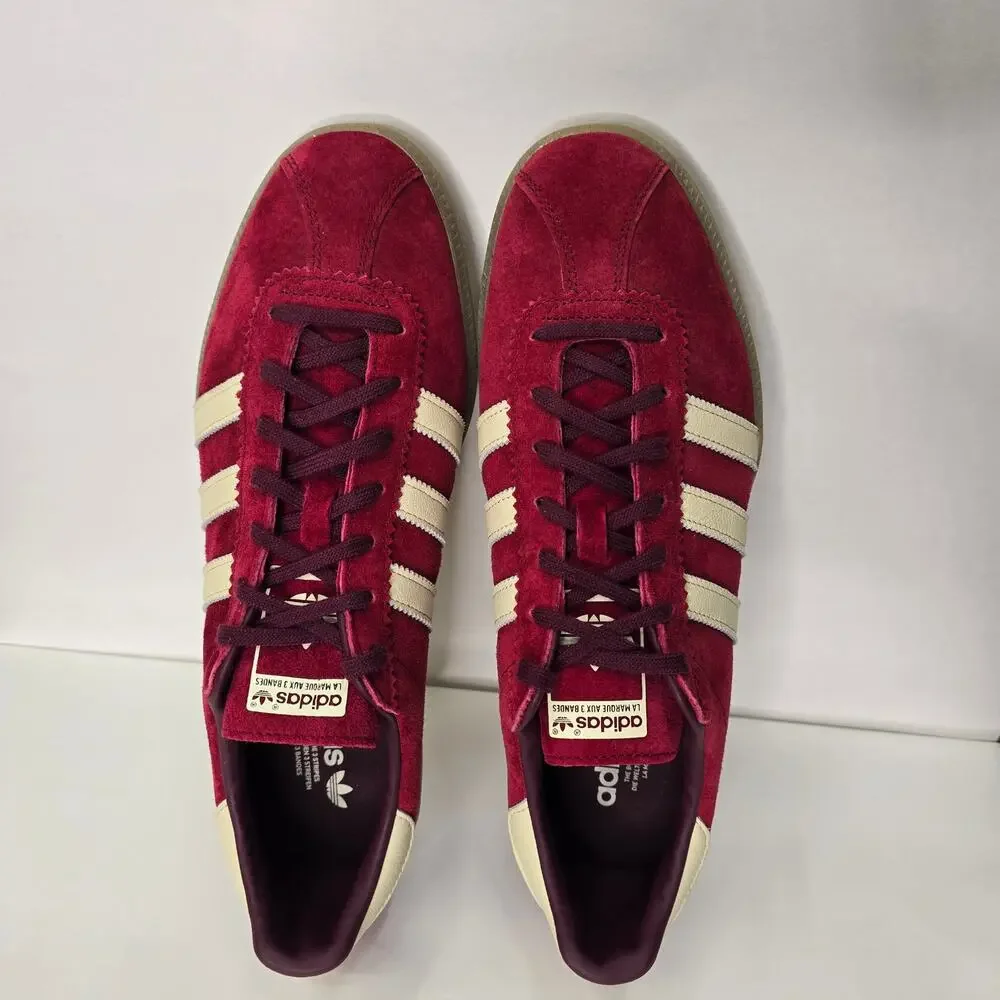 ADIDAS ORIGINALS BERMUDA COLLEGIATE BURGUNDY SNEAKERS, SIZE 10